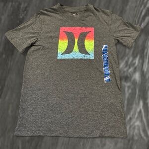 Hurley Gray Tee with Multicolor Logo